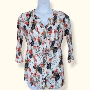 Hilary Radley Floral Foliage 100% Rayon Top